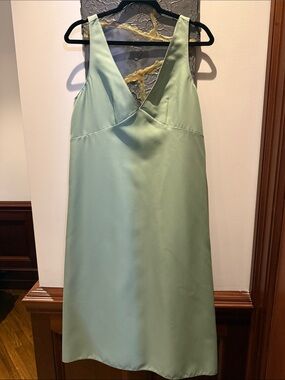 Backless V-Neck Satin Dress in Mint Green
